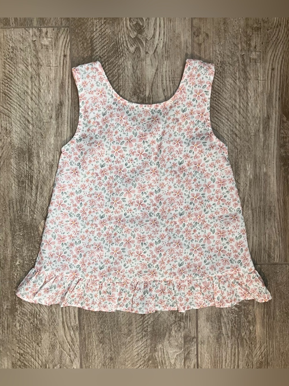 Kids Floral Ruffle Hem Tank Top - Pink Floral